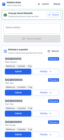Mobilní skladový režim Expedity